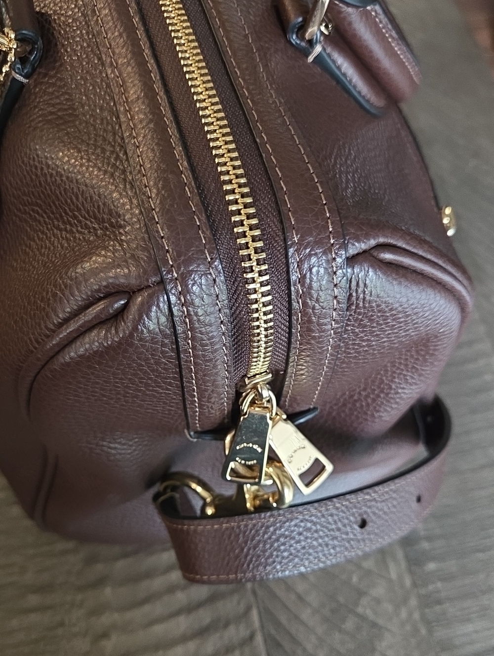 COACH Rowan Satchel in Chocolate Brown with Gold Hardware - Picture 9 of 15